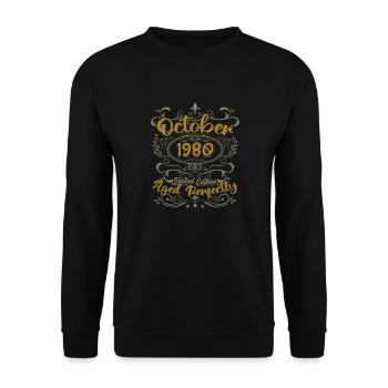 Octobre 1980 Cadeau 1980 Anniversaire Octobre 1980 - Sweat-shirt Unisexe - noir - Devant - Alina (178cm) & Michal (187cm)
