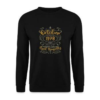 Octobre 1978 Cadeau 1978 Anniversaire Octobre 1978 - Sweat-shirt Unisexe - noir - Devant - Alina (178cm) & Michal (187cm)