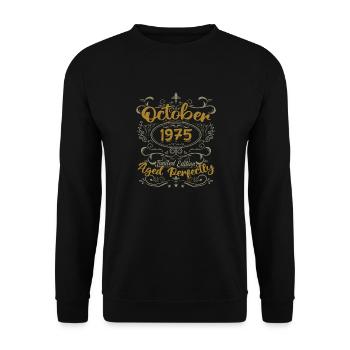 Oktober 1975 Geschenk 1975 Geburtstag Oktober 1975 - Unisex Pullover - Schwarz - Vorne - Alina (178cm) & Michal (187cm)