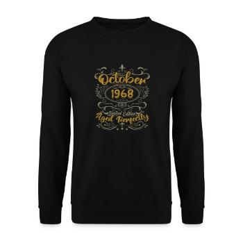 Octobre 1968 Cadeau 1968 Anniversaire Octobre 1968 - Sweat-shirt Unisexe - noir - Devant - Alina (178cm) & Michal (187cm)