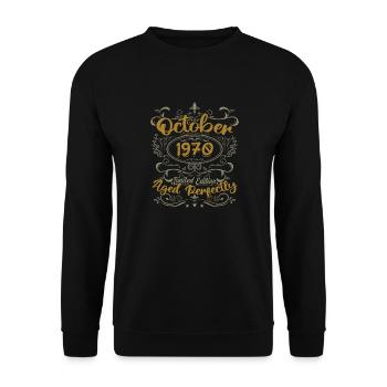 Oktober 1970 Geschenk 1970 Geburtstag Oktober 1970 - Unisex Pullover - Schwarz - Vorne - Alina (178cm) & Michal (187cm)