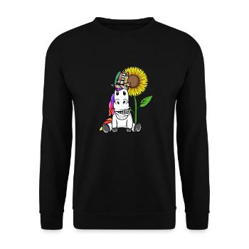 Hippie Cheval Cheval Tournesol Cavalier - Sweat-shirt Unisexe - noir - Devant - Alina (178cm) & Michal (187cm)