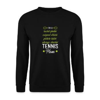 Funny Tennis Player Racket Mom I'm - Unisex Pullover - Schwarz - Vorne - Alina (178cm) & Michal (187cm)