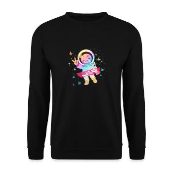 JARI - Beau nom de garçon avec astronaute mignon - Sweat-shirt Unisexe - noir - Devant - Alina (178cm) & Michal (187cm)