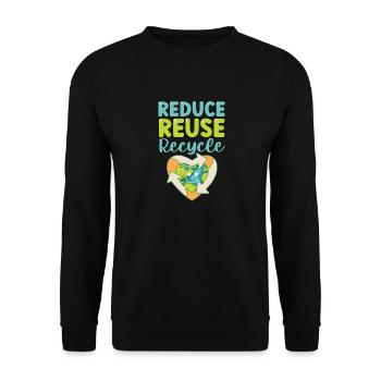 Tag der Erde Tag der Reduzierung, Wiederverwendung, Recyceln, Umwelt - Unisex Pullover - Schwarz - Vorne - Alina (178cm) & Michal (187cm)