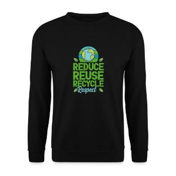Tag der Erde, 22. April, reduzieren, wiederverwenden, recyceln - Unisex Pullover - Schwarz - Vorne - Alina (178cm) & Michal (187cm)