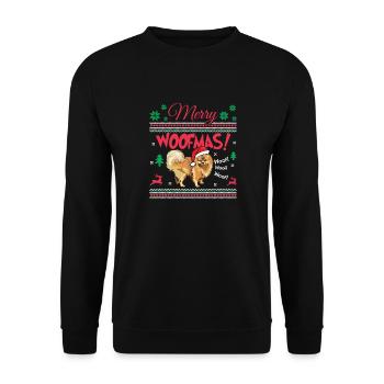 Pomeranian Pomeranian Merry Christmas - Unisex Sweatshirt - black - Front - Alina (178cm) & Michal (187cm)