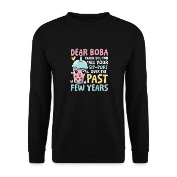 Lustiger Bubble Tea Spruch für einen Bubble Tea - Unisex Pullover - Schwarz - Vorne - Alina (178cm) & Michal (187cm)