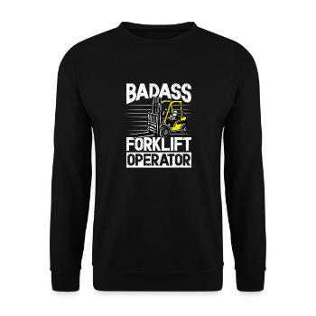 Badass Forklift operator sarcastic forklift design - Unisex Sweatshirt - black - Front - Alina (178cm) & Michal (187cm)