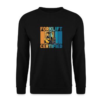 Forklift operator retro forklift certified - Unisex Sweatshirt - black - Front - Alina (178cm) & Michal (187cm)