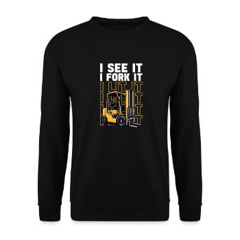 Forklift operator i fork it funny forklifting - Unisex Sweatshirt - black - Front - Alina (178cm) & Michal (187cm)