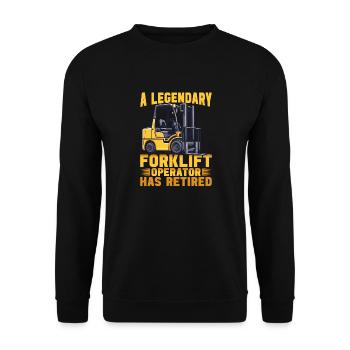 Forklift operator has retired funny forklifting - Unisex Sweatshirt - black - Front - Alina (178cm) & Michal (187cm)