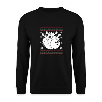 Funny Bowling Christmas Gifts - Unisex Sweatshirt - black - Front - Alina (178cm) & Michal (187cm)