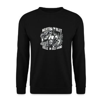 Mortier dans le sang, truelle à la main - Sweat-shirt Unisexe - noir - Devant - Alina (178cm) & Michal (187cm)