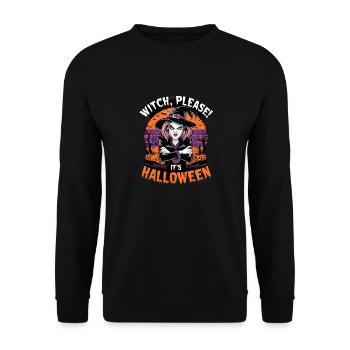 Witch Please It's Halloween für einen Halloween - Unisex Pullover - Schwarz - Vorne - Alina (178cm) & Michal (187cm)