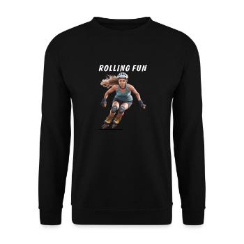 FRAU ROLLSCHUHE ROLLING FUN - Unisex Pullover - Schwarz - Vorne - Alina (178cm) & Michal (187cm)