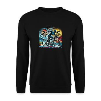 Triathlon Schwimmen Radfahren und Laufen - Unisex Pullover - Schwarz - Vorne - Alina (178cm) & Michal (187cm)