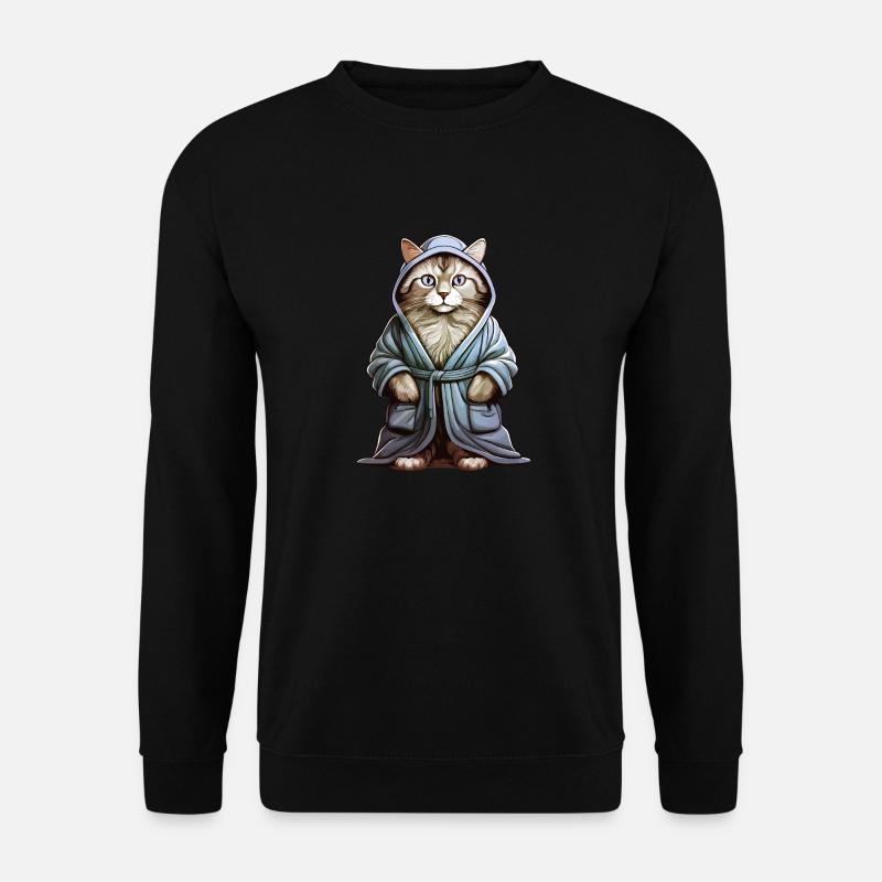 CAT BATHROBE - Unisex Sweatshirt - black