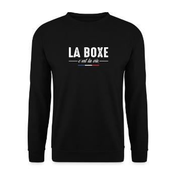 La boxe c'est la vie Boxeur boxing fan boxe Drôle - Sweat-shirt Unisexe - noir - Devant - Alina (178cm) & Michal (187cm)