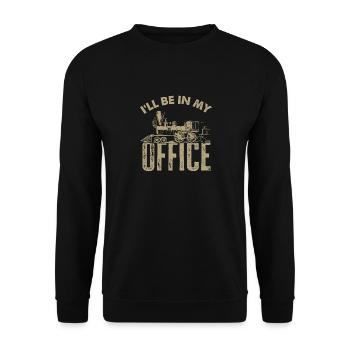 Je suis dans mon bureau Locomotive à vapeur Vintage - Sweat-shirt Unisexe - noir - Devant - Alina (178cm) & Michal (187cm)