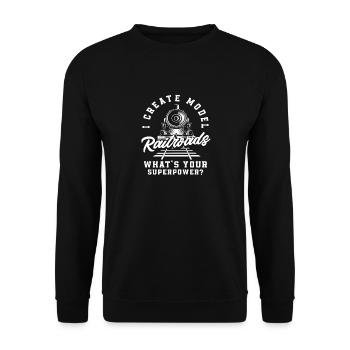 Model Railways Build Your Superpower? - Unisex Sweatshirt - black - Front - Alina (178cm) & Michal (187cm)
