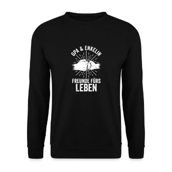 Großvater Enkelin Opa - Unisex Pullover - Schwarz - Vorne - Alina (178cm) & Michal (187cm)