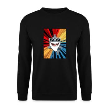 Hai Ozean Tigerhai Tier Fisch - Unisex Pullover - Schwarz - Vorne - Alina (178cm) & Michal (187cm)