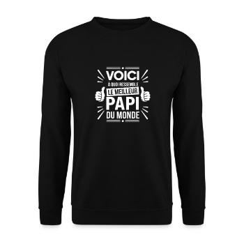 This is what the best grandpa in the world looks like - Unisex Sweatshirt - black - Front - Alina (178cm) & Michal (187cm)
