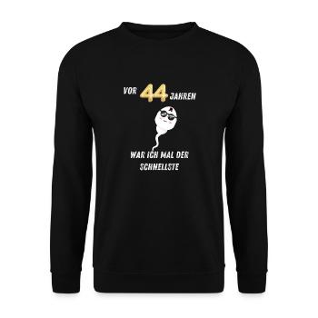 44. Geburtstag - Unisex Pullover - Schwarz - Vorne - Alina (178cm) & Michal (187cm)