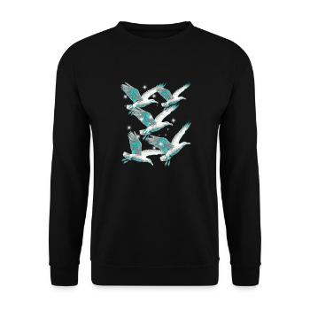 Maritim Möwe Möwen Seevögel - Unisex Pullover - Schwarz - Vorne - Alina (178cm) & Michal (187cm)