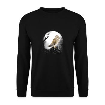 mystisch Eule Eulen Waldbewohner Märchen Kind - Unisex Pullover - Schwarz - Vorne - Alina (178cm) & Michal (187cm)
