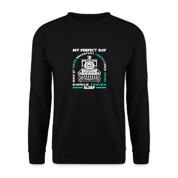 Mein Perfekter Tag Mit Zügen Frühstück Mittagessen - Unisex Pullover - Schwarz - Vorne - Alina (178cm) & Michal (187cm)