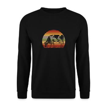 Retro sunset cow illustration - Unisex Sweatshirt - black - Front - Alina (178cm) & Michal (187cm)