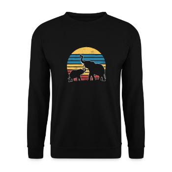 Elefant Tier Elefanten Zoo - Unisex Pullover - Schwarz - Vorne - Alina (178cm) & Michal (187cm)