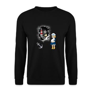 Seagull Lighthouse Boussole Maritime Ancre Seagulls - Sweat-shirt Unisexe - noir - Devant - Alina (178cm) & Michal (187cm)
