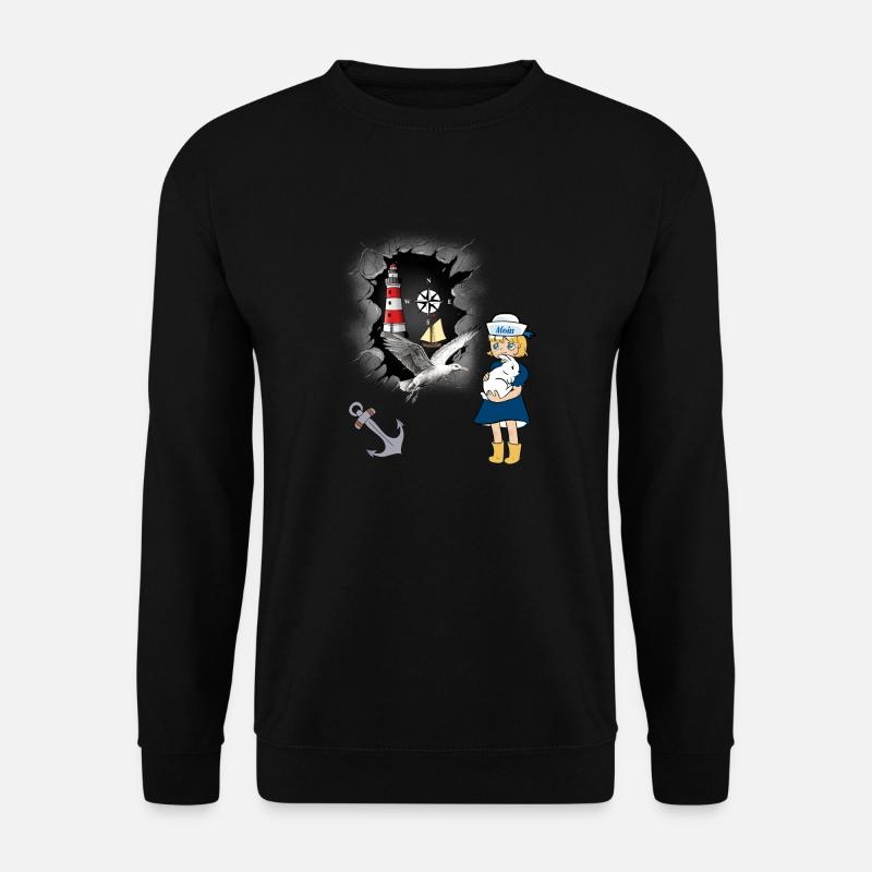 Möwe Leuchtturm maritim Kompass Anker Möwen - Unisex Pullover - Schwarz