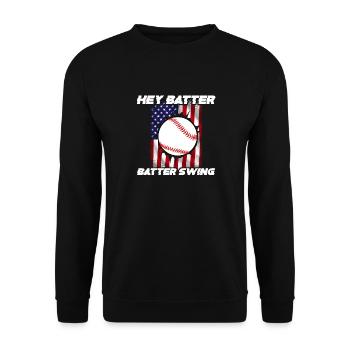 Baseball Sport Baseballspieler Pitcher Catcher USA - Unisex Pullover - Schwarz - Vorne - Alina (178cm) & Michal (187cm)