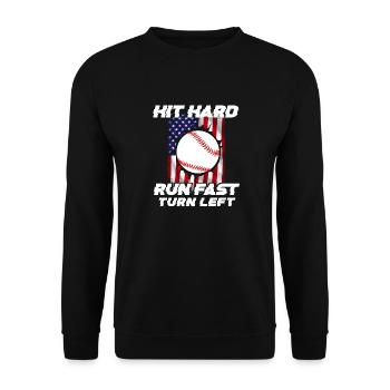 Baseball Sport Baseballspieler Pitcher Catcher USA - Unisex Pullover - Schwarz - Vorne - Alina (178cm) & Michal (187cm)