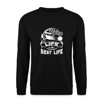 Pilot Pilot Life Is Best Life - Unisex Sweatshirt - black - Front - Alina (178cm) & Michal (187cm)