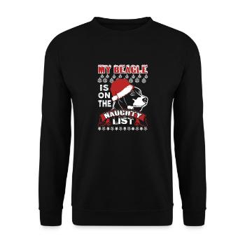 My Beagle Is On The Naughty List Funny Christmas - Unisex Sweatshirt - black - Front - Alina (178cm) & Michal (187cm)