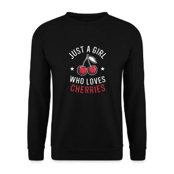 Kirsche Kirschen Früchte Essen - Unisex Pullover - Schwarz - Vorne - Alina (178cm) & Michal (187cm)