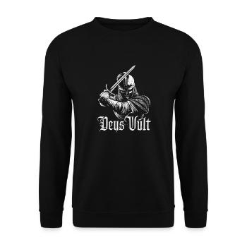Kreuzritter Tempelritter Mittelalter - Unisex Pullover - Schwarz - Vorne - Alina (178cm) & Michal (187cm)