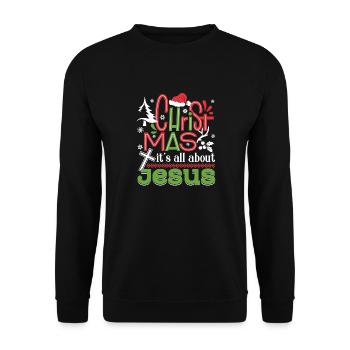 Christmas It's All About Jesus - Unisex Sweatshirt - black - Front - Alina (178cm) & Michal (187cm)