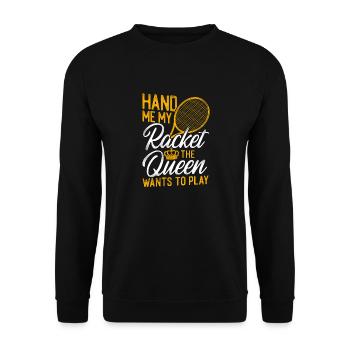 Funny Tennis Player Racket Queen - Unisex Sweatshirt - black - Front - Alina (178cm) & Michal (187cm)