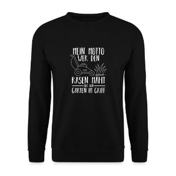 Gärtner Rasenmäher Bauer Garten - Unisex Pullover - Schwarz - Vorne - Alina (178cm) & Michal (187cm)