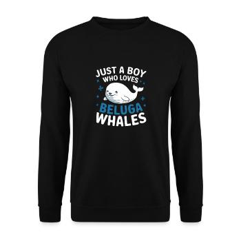Beluga Wal Ozean Belugas Wale - Unisex Pullover - Schwarz - Vorne - Alina (178cm) & Michal (187cm)