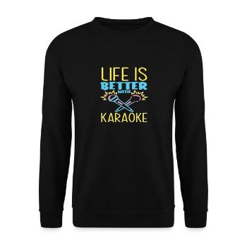 La vie est meilleure avec le karaoké - Sweat-shirt Unisexe - noir - Devant - Alina (178cm) & Michal (187cm)