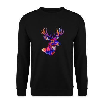Cerf, le roi de la forêt - Sweat-shirt Unisexe - noir - Devant - Alina (178cm) & Michal (187cm)