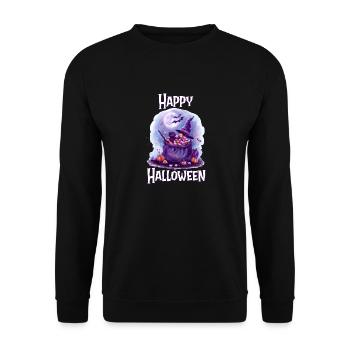 Halloween – Happy Halloween Cute Black Cat - Unisex Sweatshirt - black - Front - Alina (178cm) & Michal (187cm)
