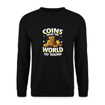 Coins Make The World Go Round für einen - Unisex Pullover - Schwarz - Vorne - Alina (178cm) & Michal (187cm)